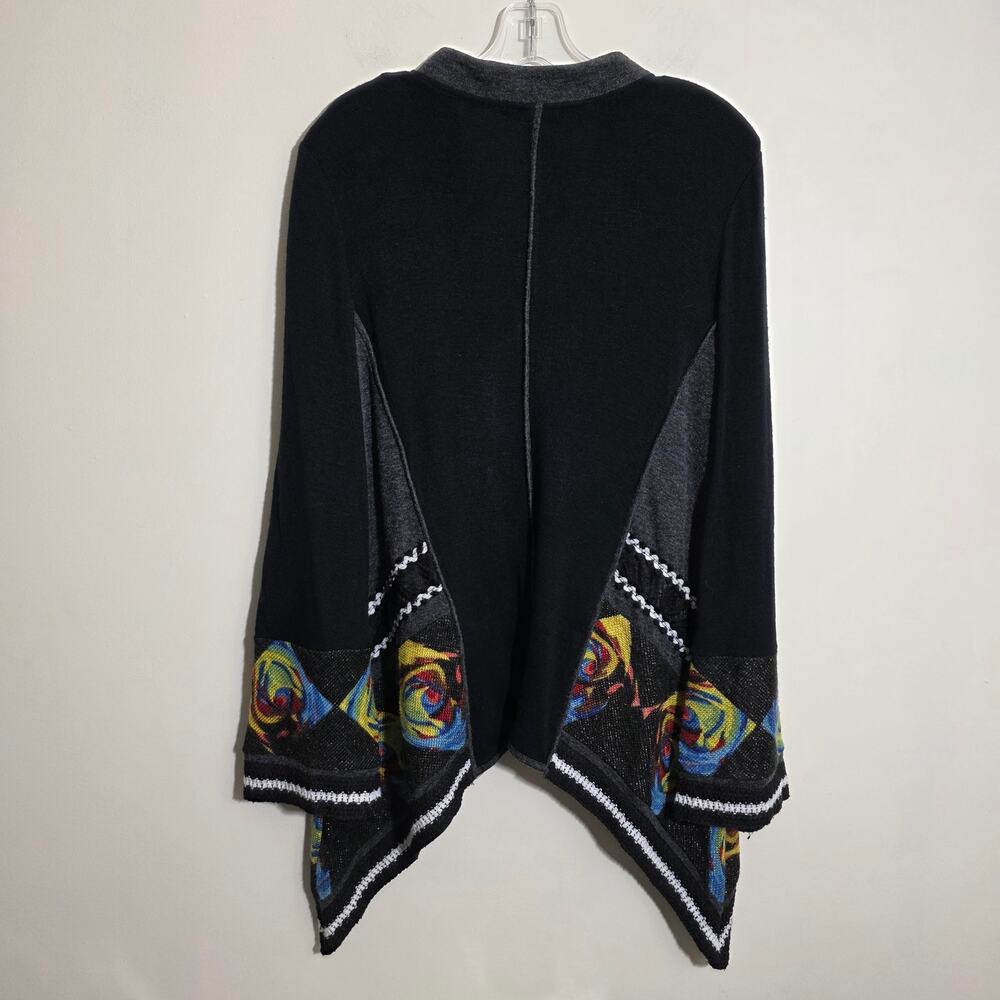 Adore asymmetrical striped wide colorful metallic sleeve button sweater woman L - Picture 3 of 13